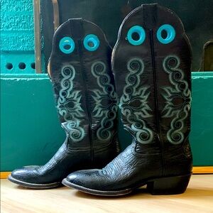 Black and Turquoise Western Boots
